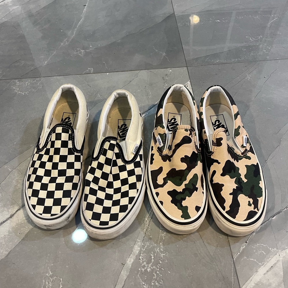 Vans Slip-On Sneakers - Checkered and Camo